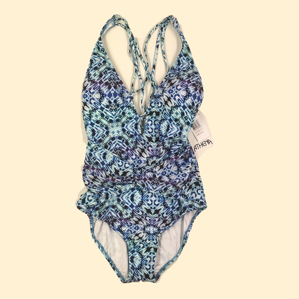 Athena Indigo Essence Plunge V-Neck One-Piece Swim